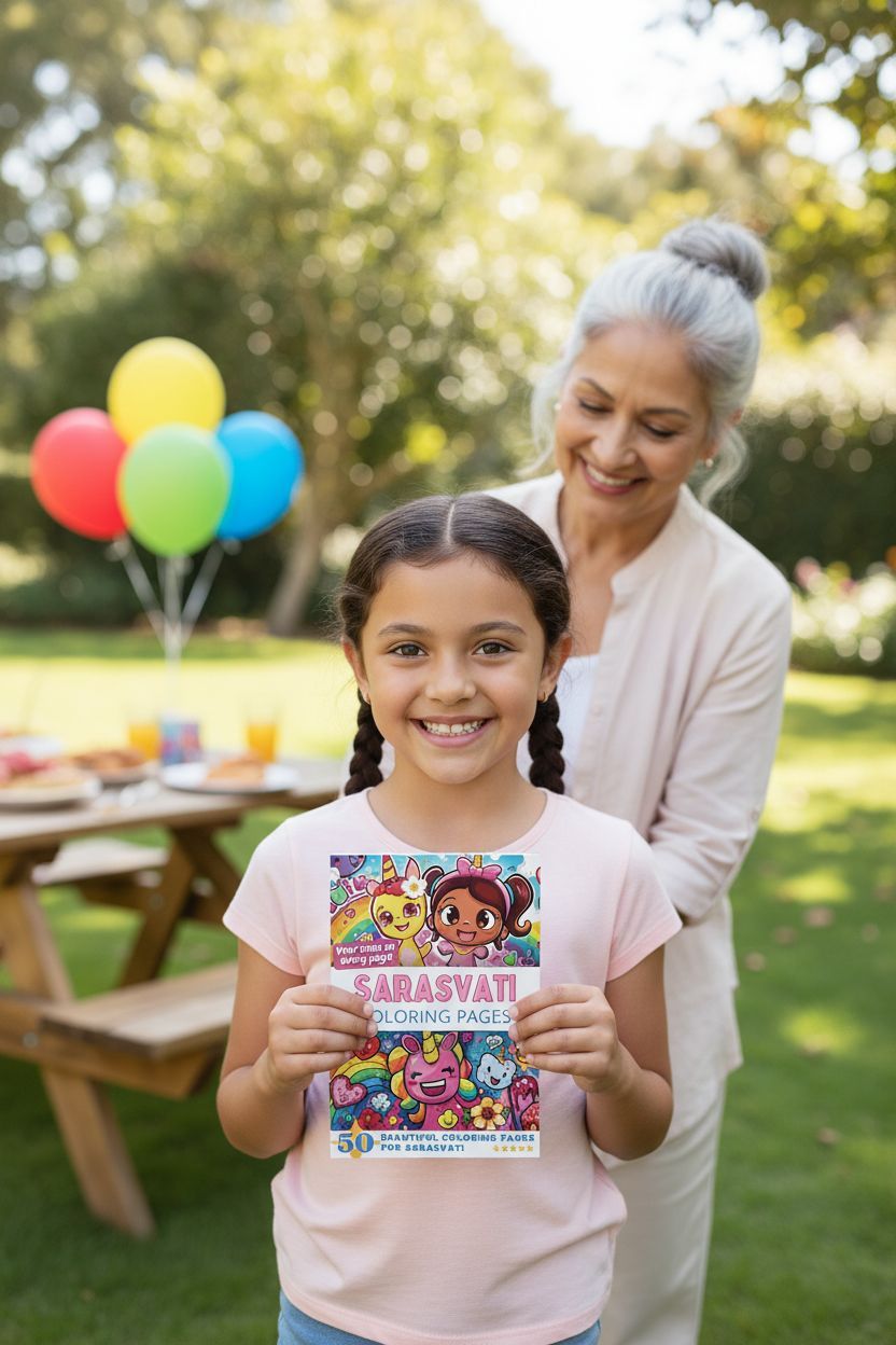 Sarasvati coloring book in use