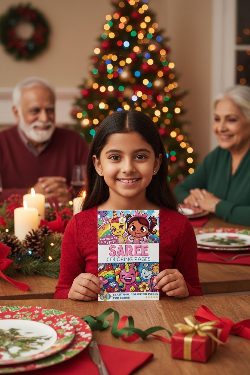 Saree Christmas coloring pages gift