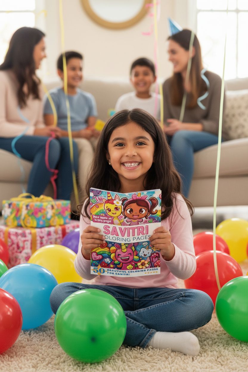 Savitri coloring book in use