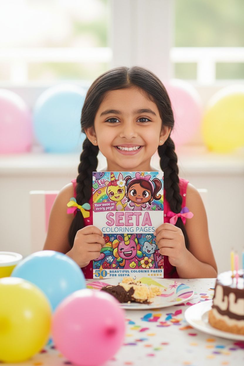 Seeta coloring book in use