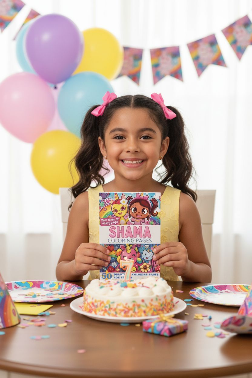 Shama coloring book in use