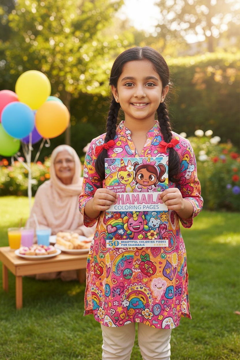 Shamaila coloring book in use