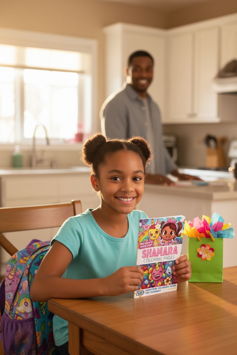 Shamara coloring book in use