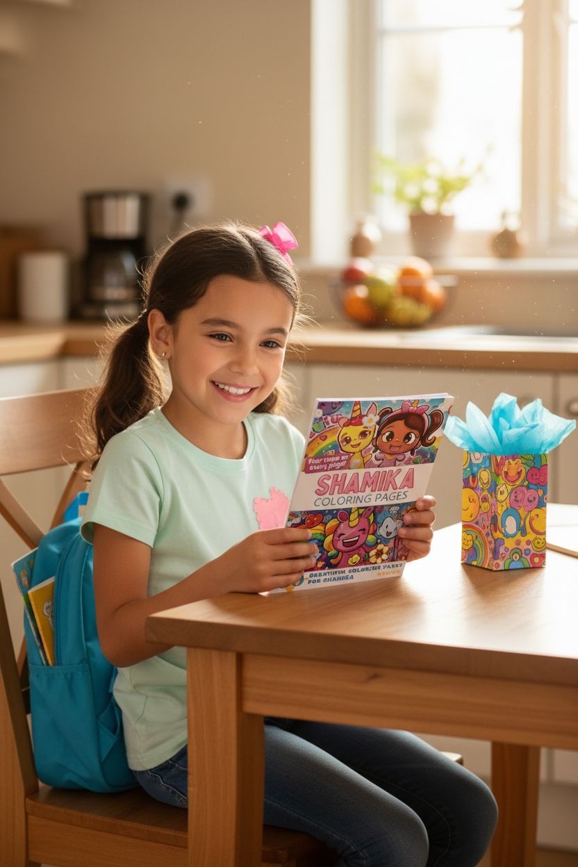 Shamika coloring book in use