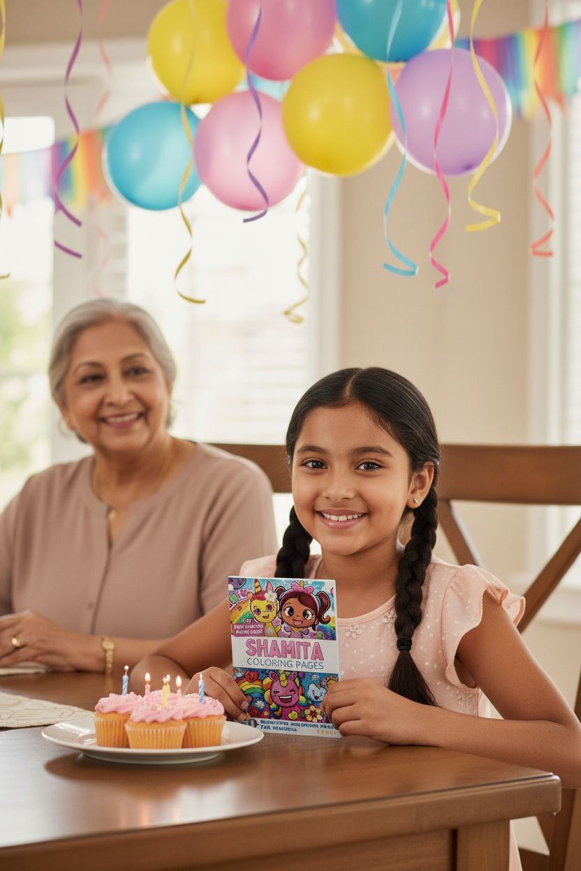 Shamita coloring book in use