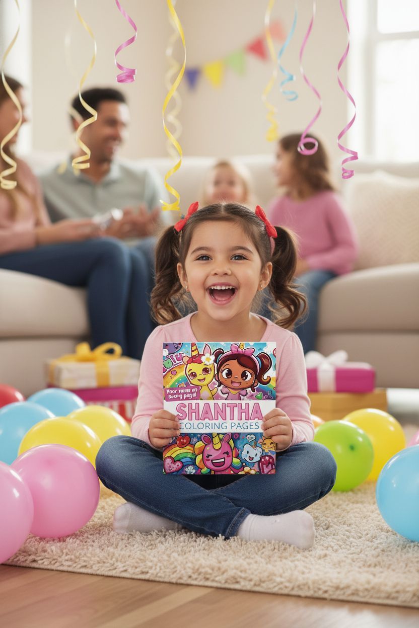 Shantha coloring book in use