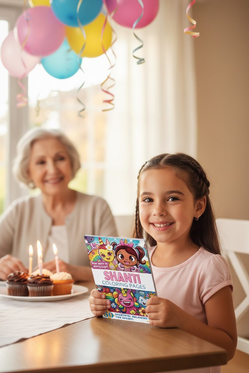 Shanti coloring book in use