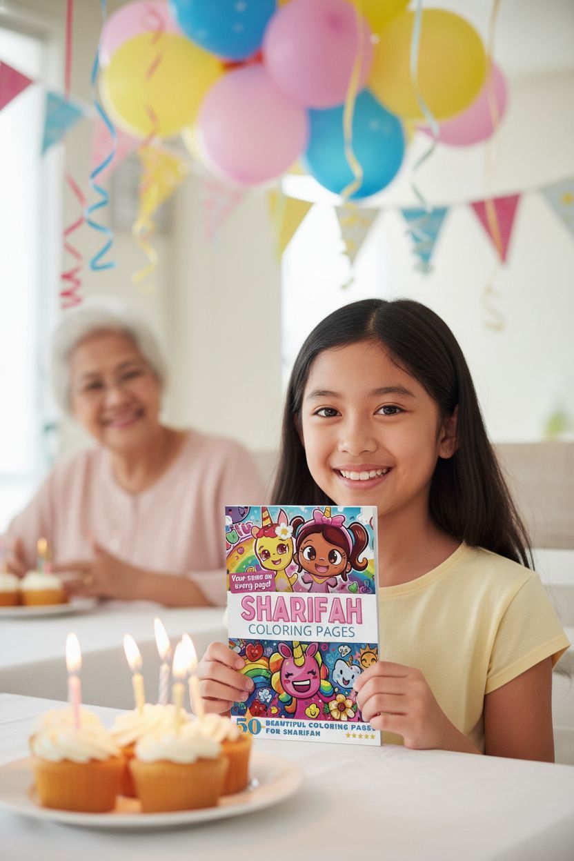 Sharifah coloring book in use