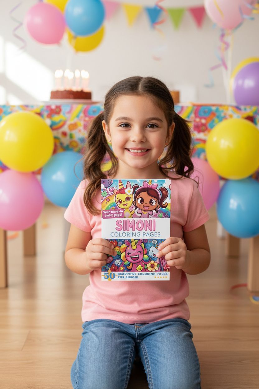 Simoni coloring book in use