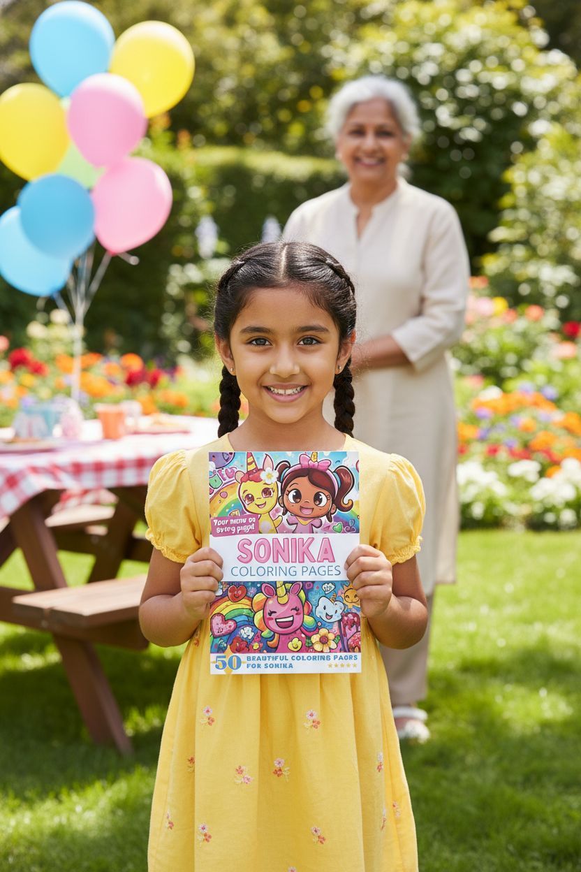 Sonika coloring book in use