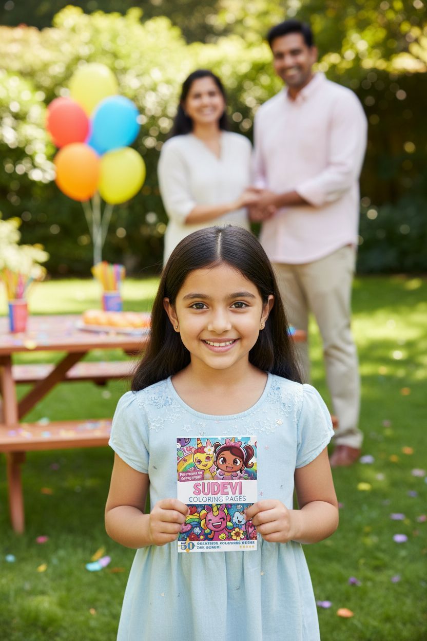 Sudevi coloring book in use