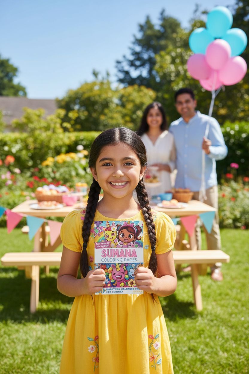 Sumana coloring book in use