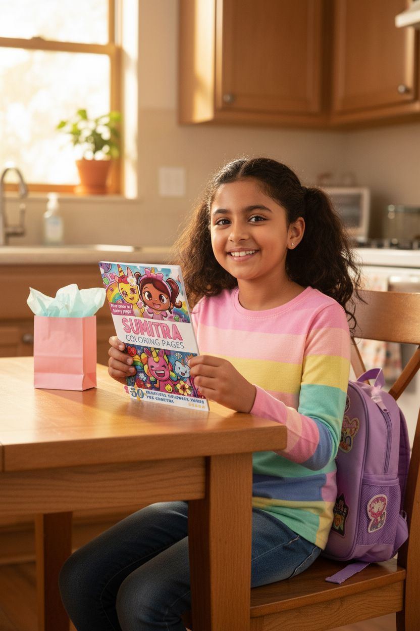 Sumitra coloring book in use