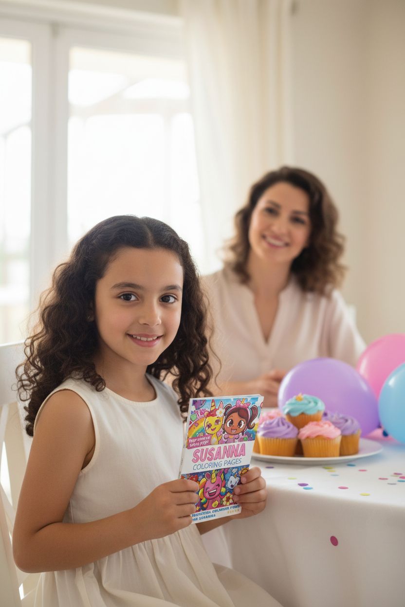 Susanna coloring book in use