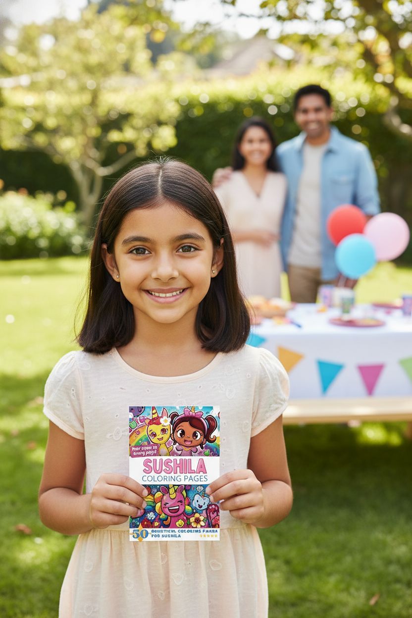 Sushila coloring book in use