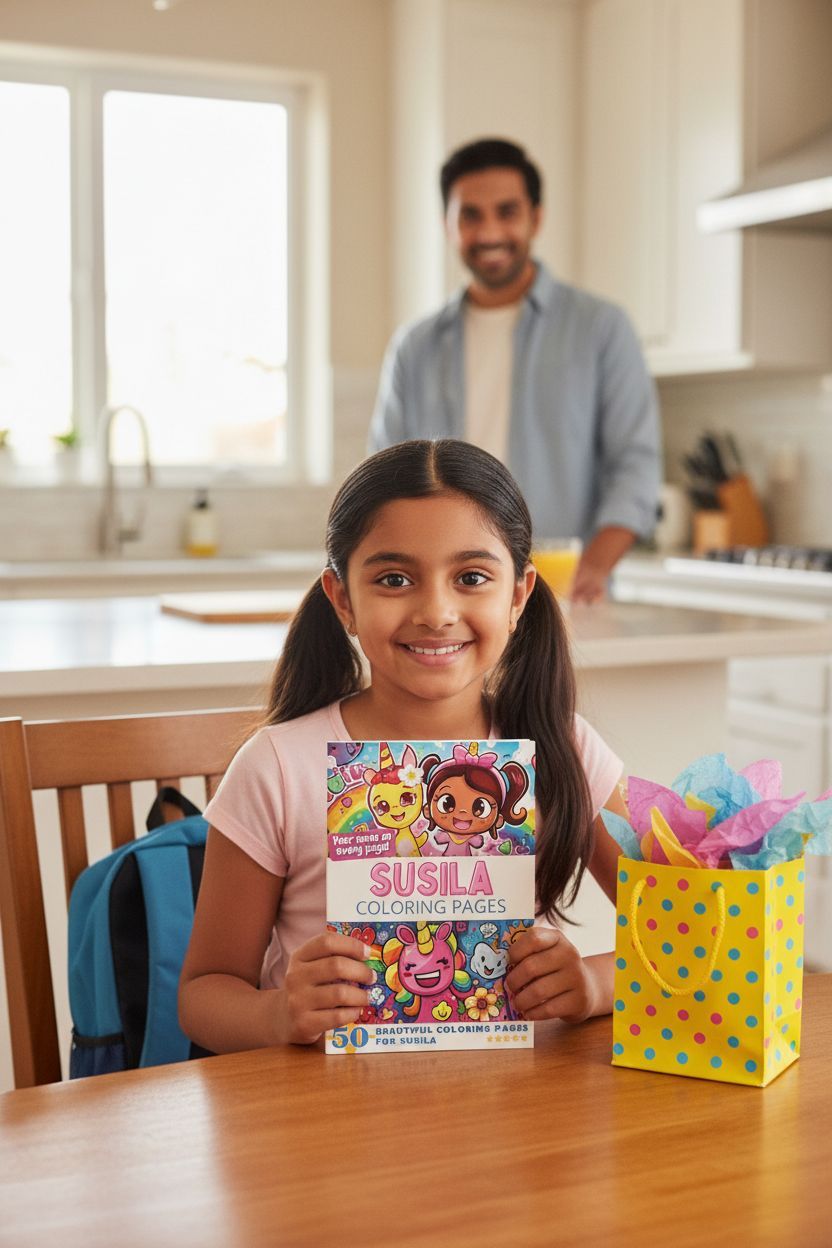 Susila coloring book in use