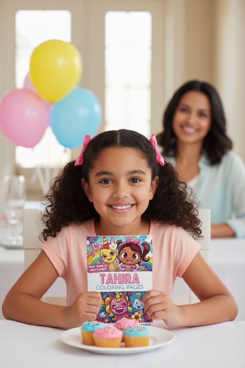 Tahira coloring book in use