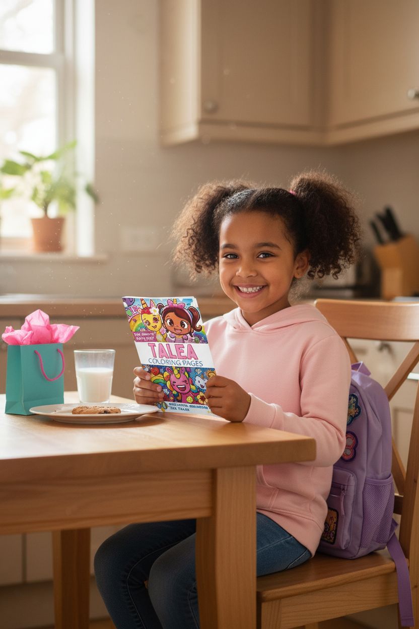 Talea coloring book in use