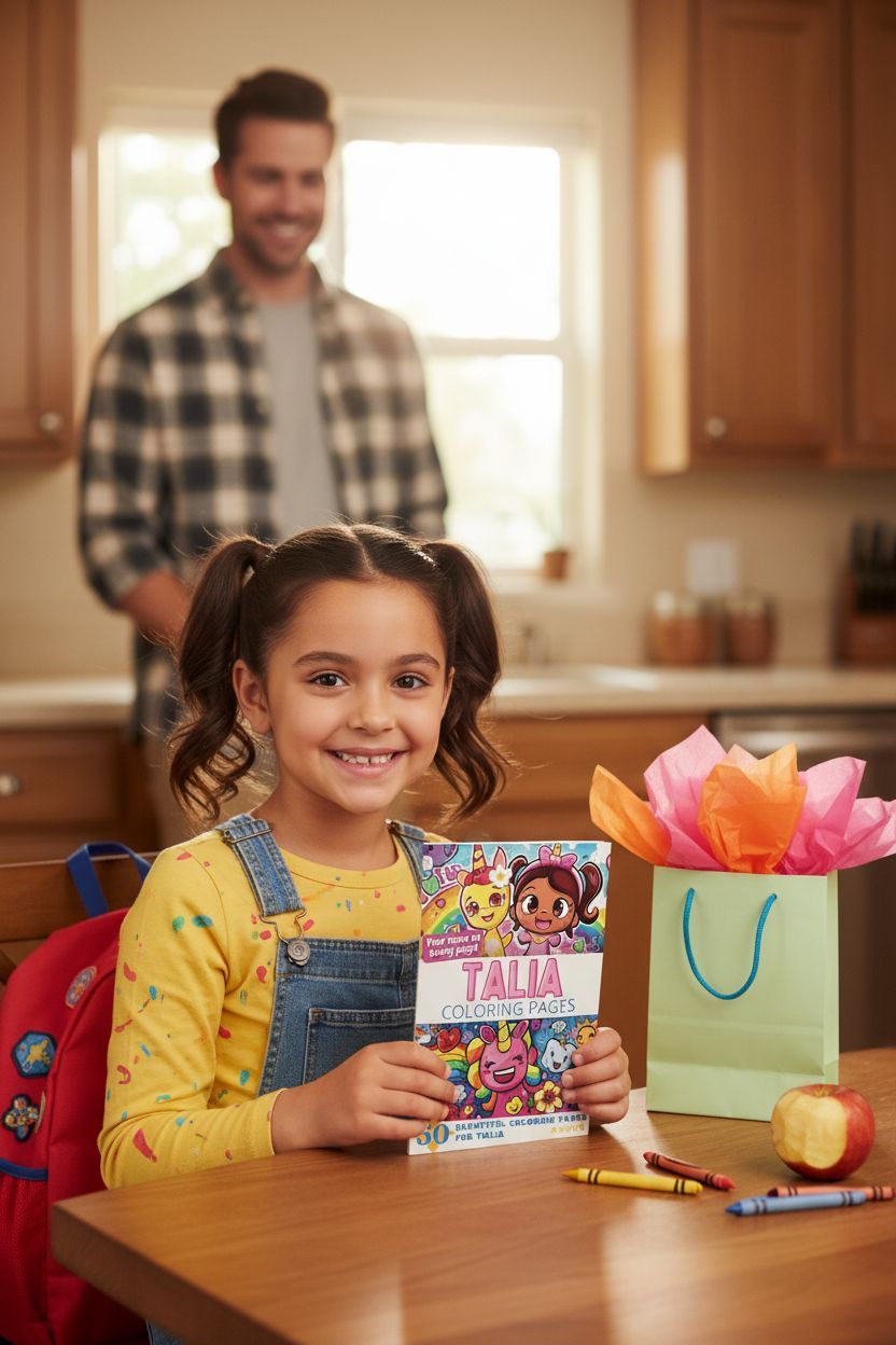 Talia coloring book in use