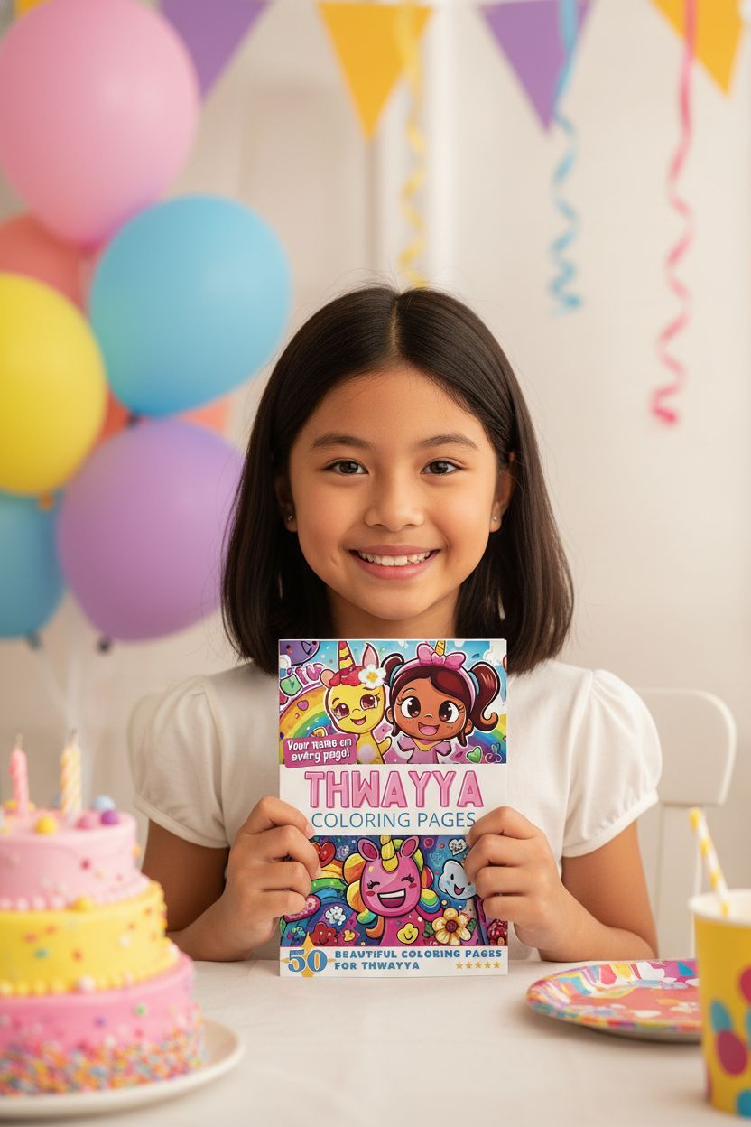 Thwayya coloring book in use