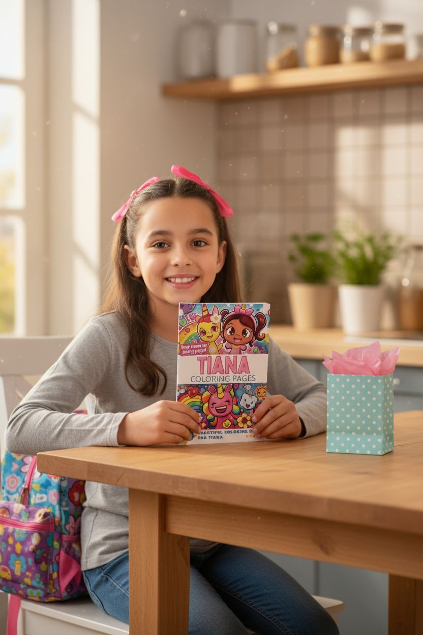 Tiana coloring book in use