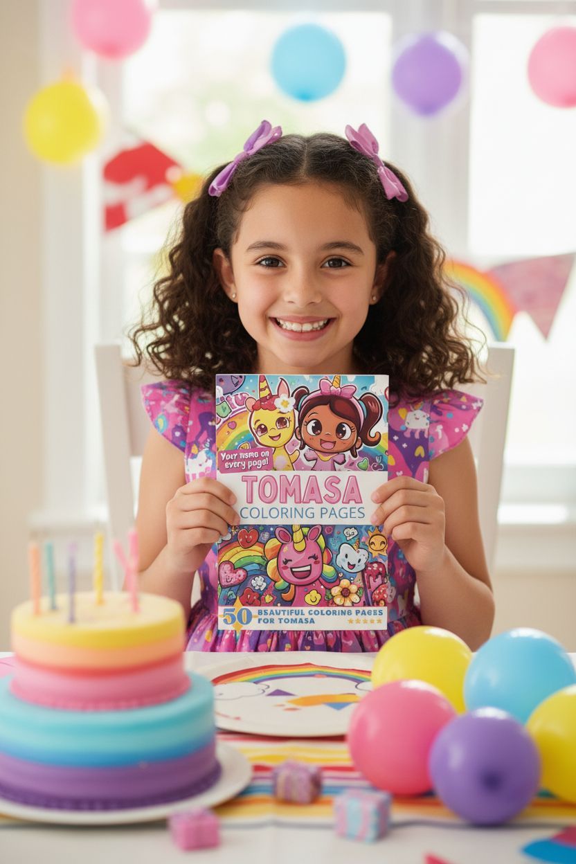 Tomasa coloring book in use