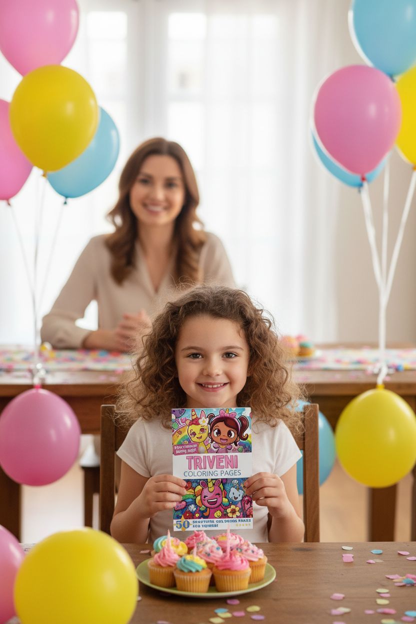 Triveni coloring book in use