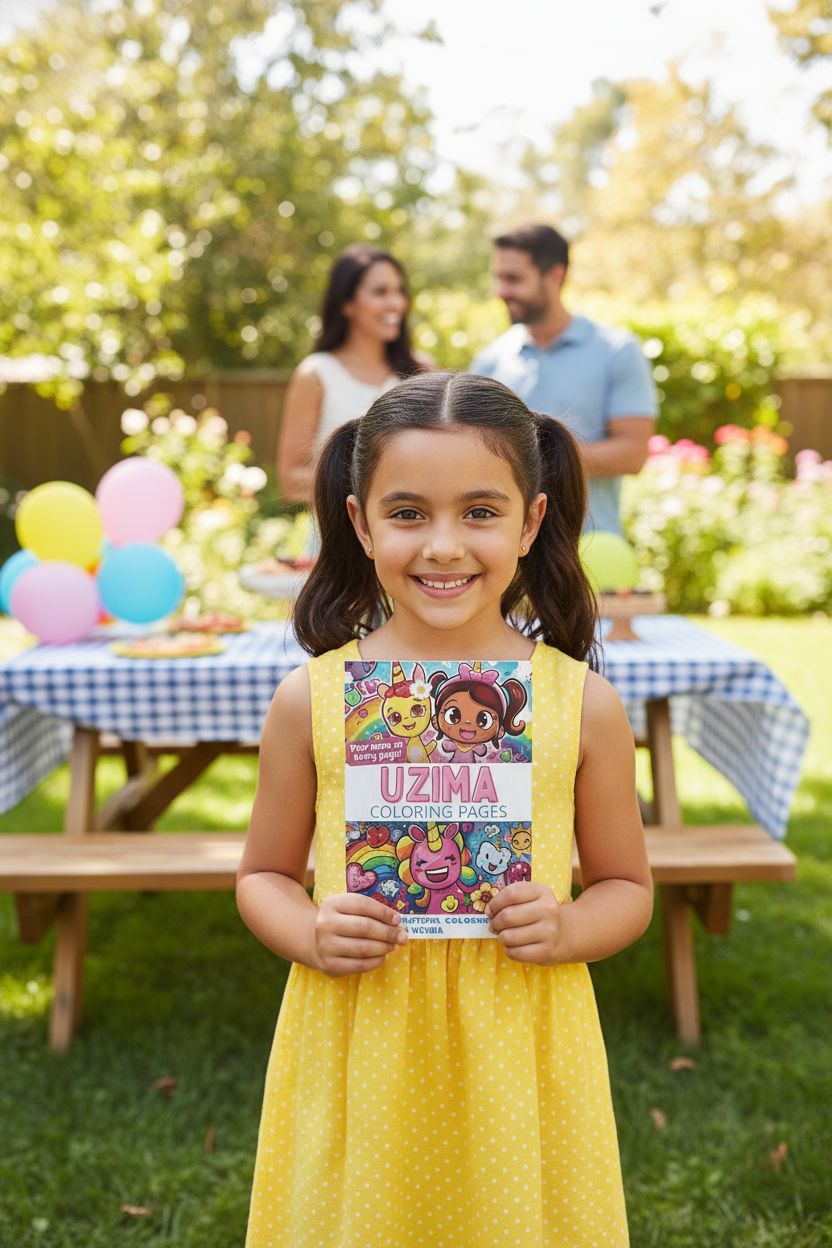 Uzima coloring book in use