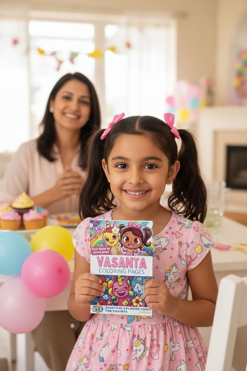 Vasanta coloring book in use