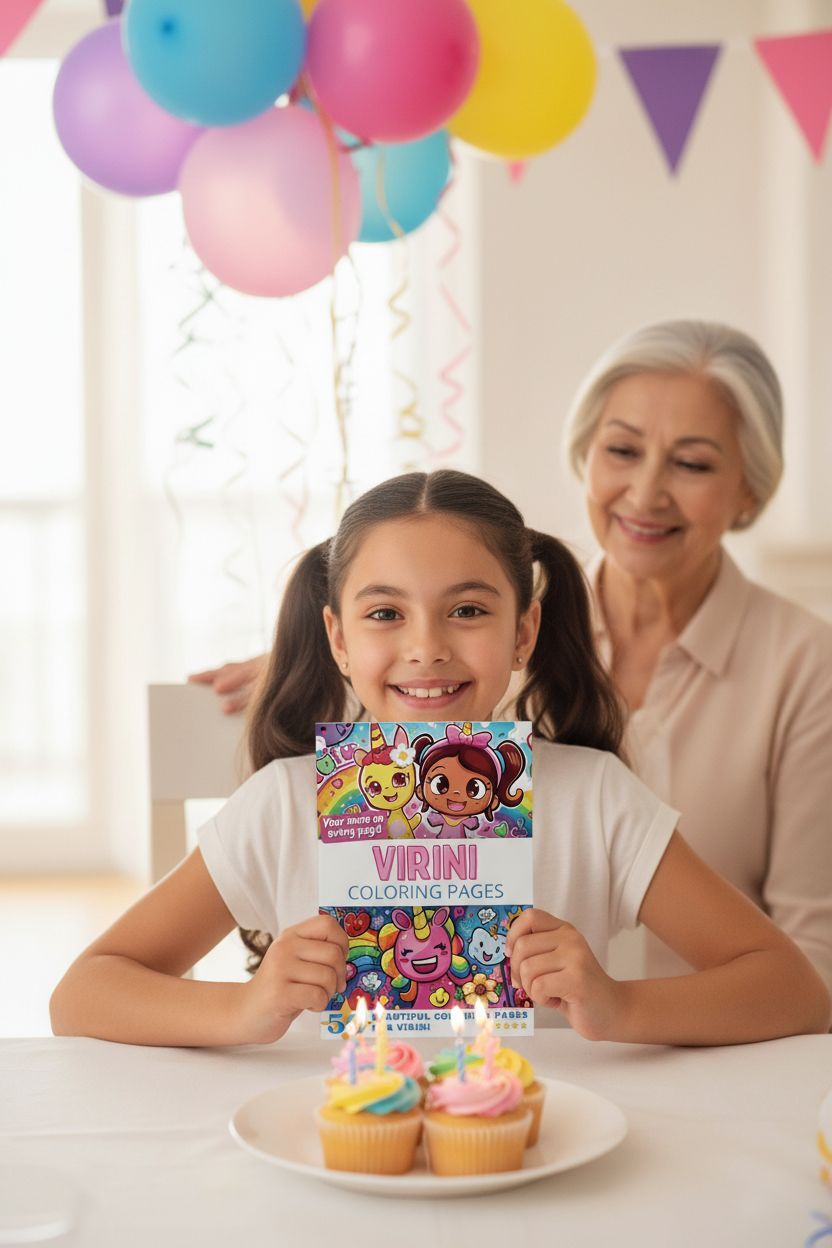 Virini coloring book in use