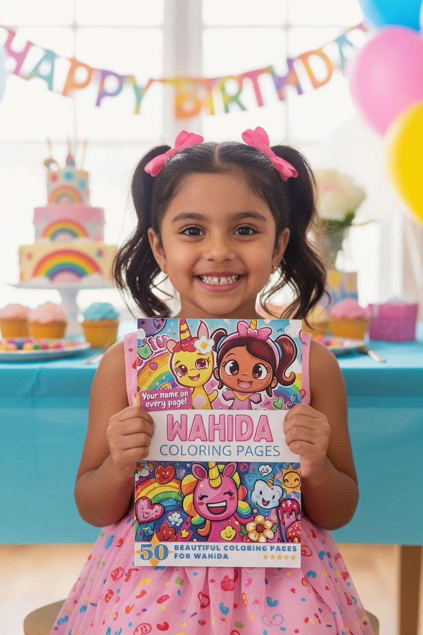 Wahida coloring book in use