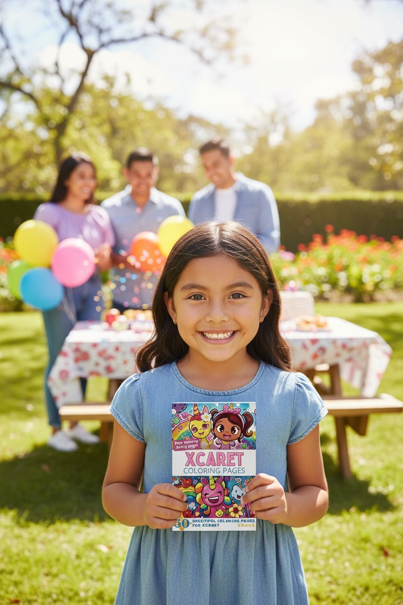Xcaret coloring book in use