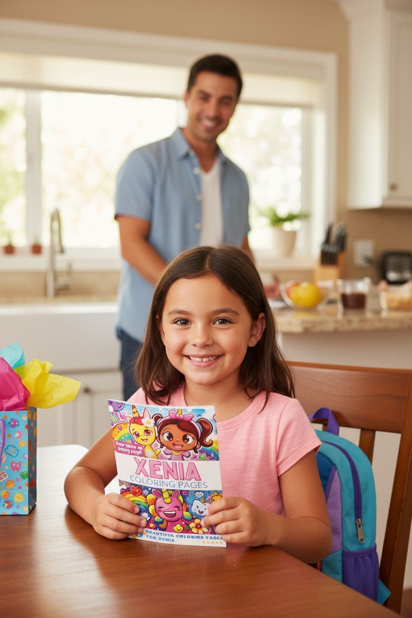 Xenia coloring book in use