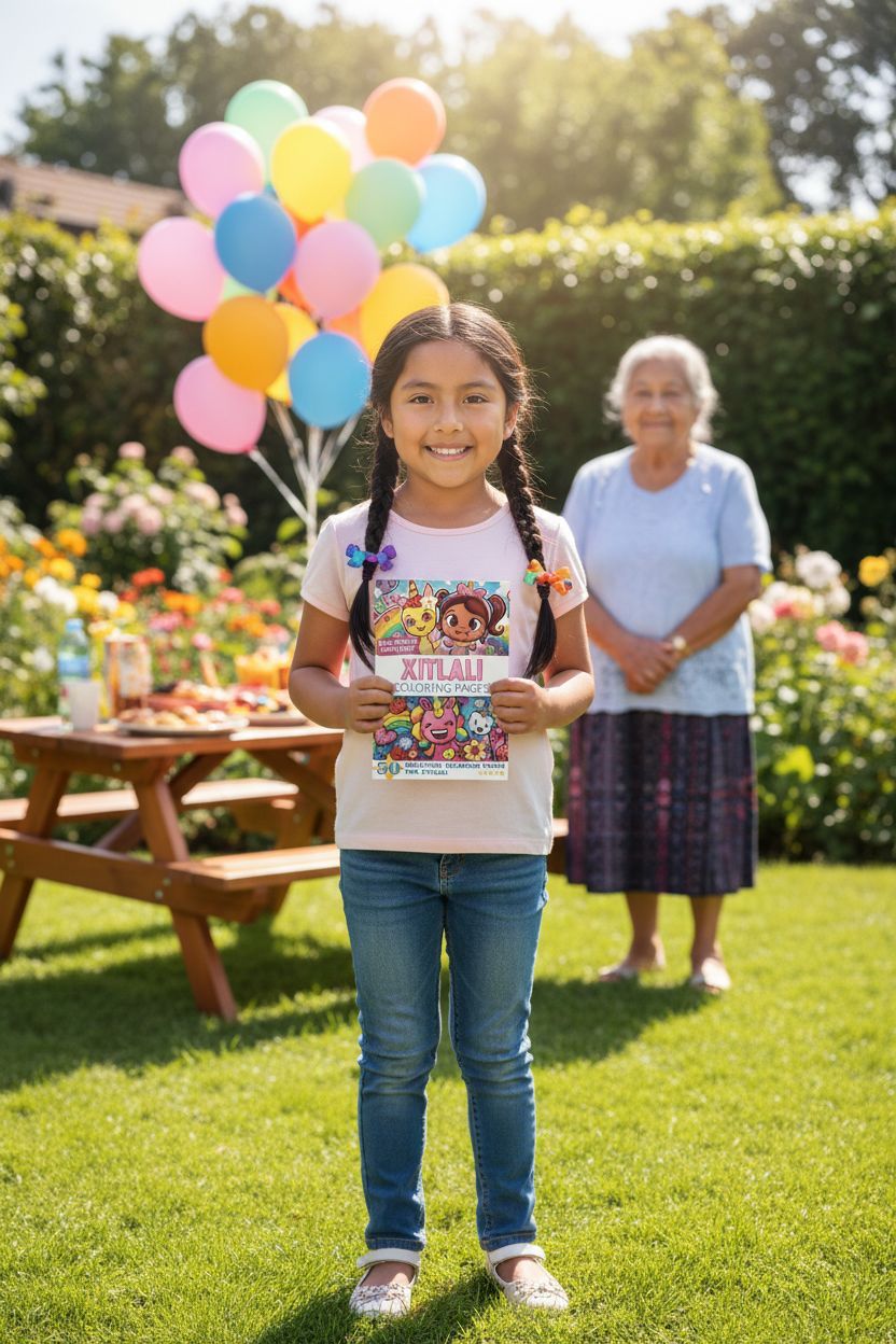 Xitlali coloring book in use