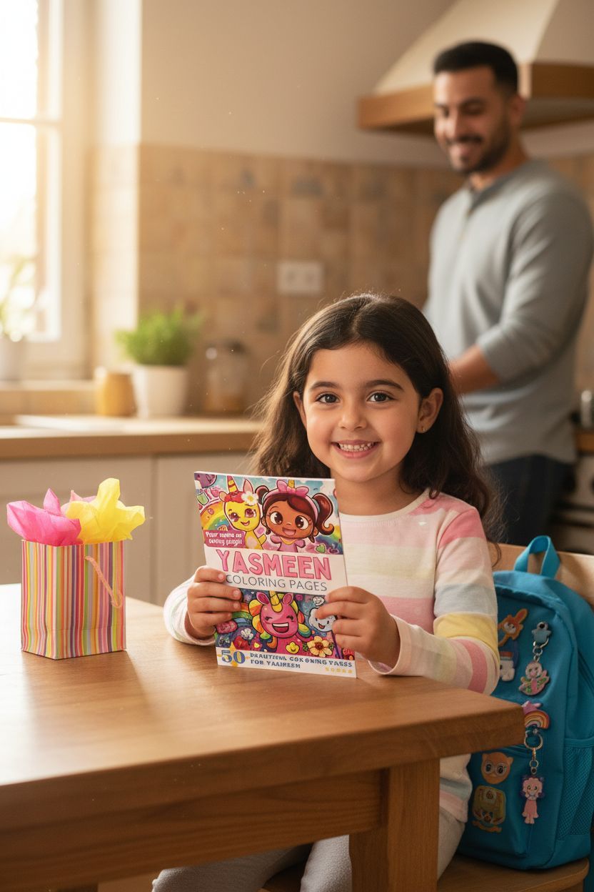 Yasmeen coloring book in use