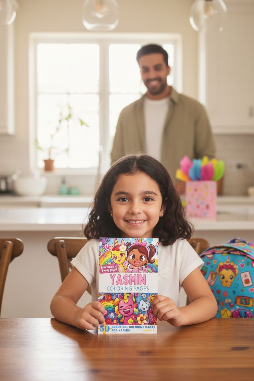 Yasmin coloring book in use