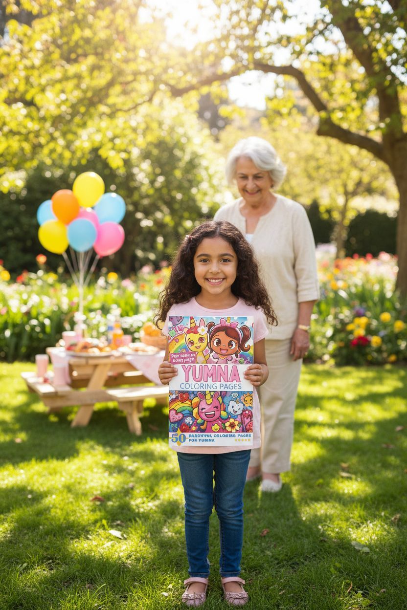 Yumna coloring book in use