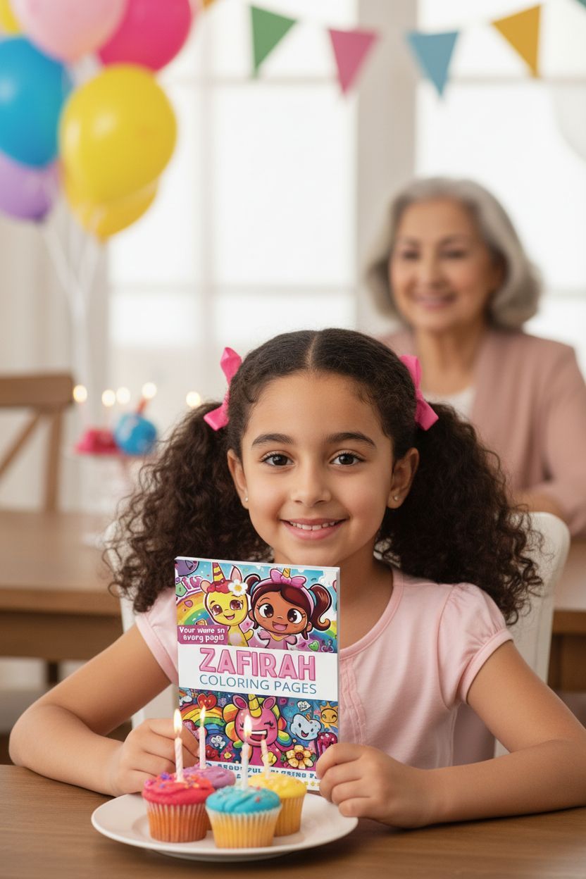 Zafirah coloring book in use