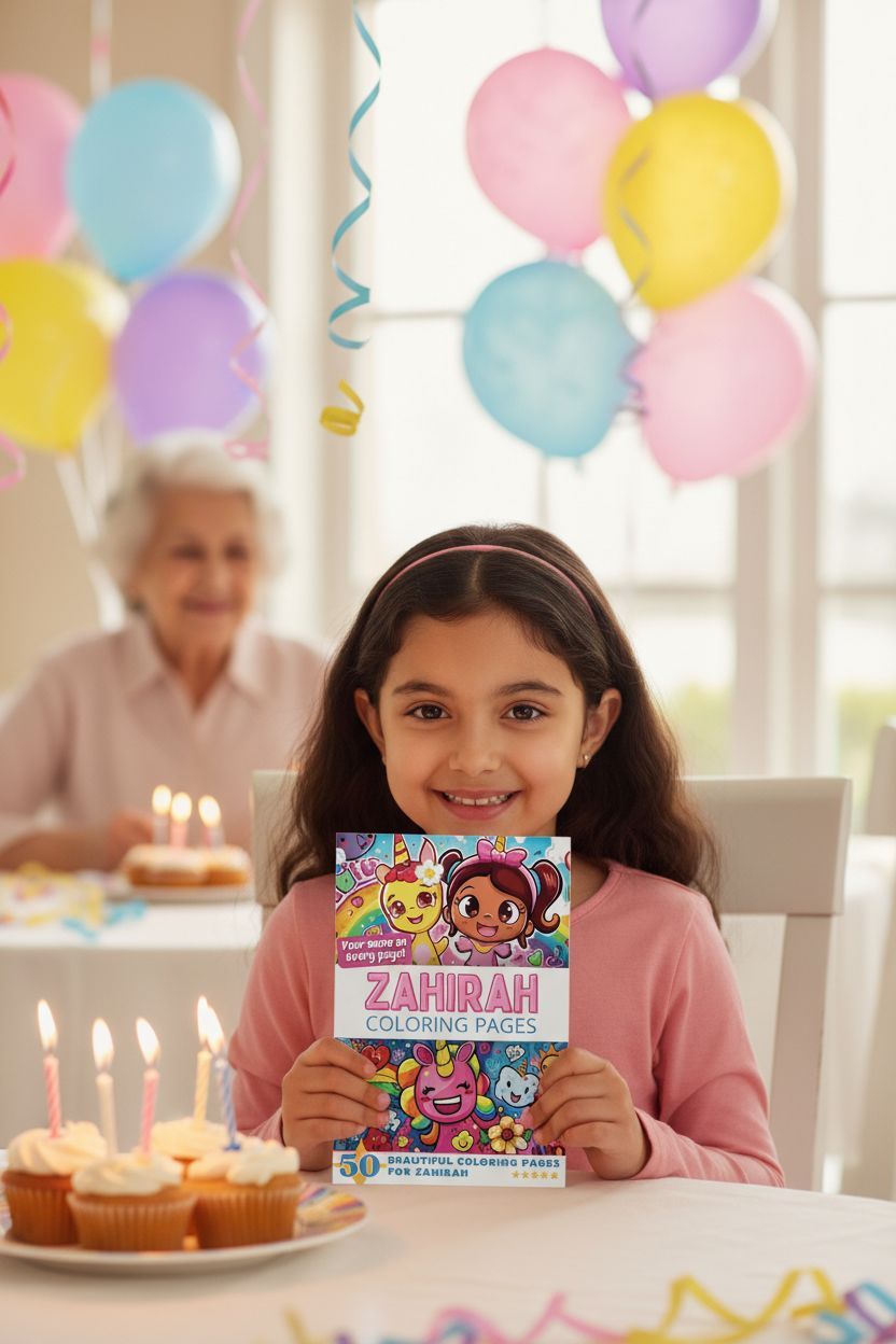 Zahirah coloring book in use