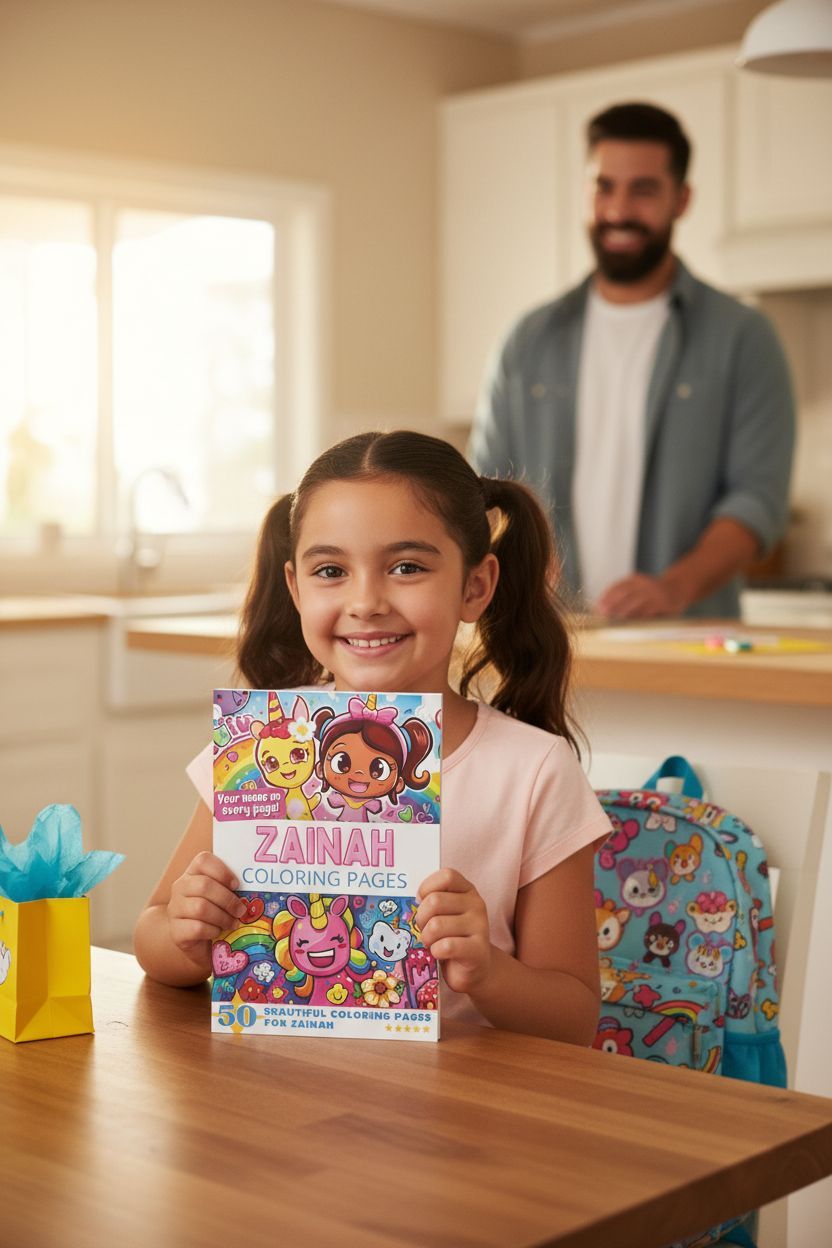 Zainah coloring book in use