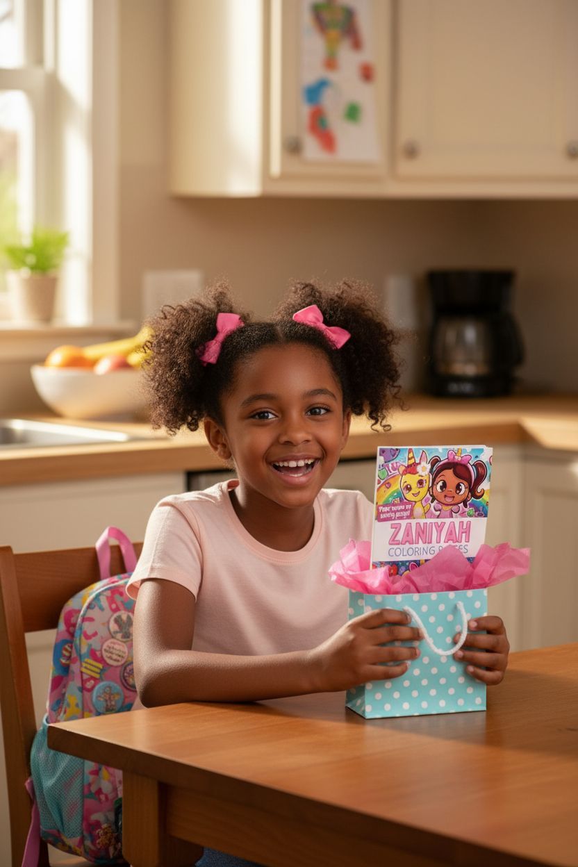 Zaniyah coloring book in use