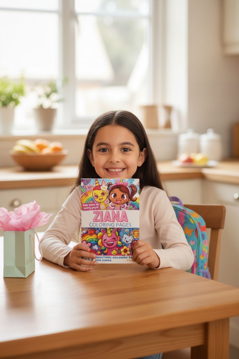 Ziana coloring book in use