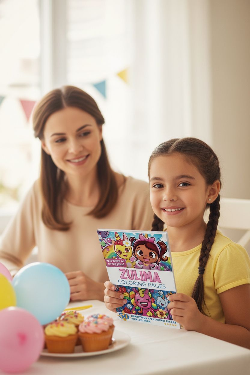 Zulima coloring book in use