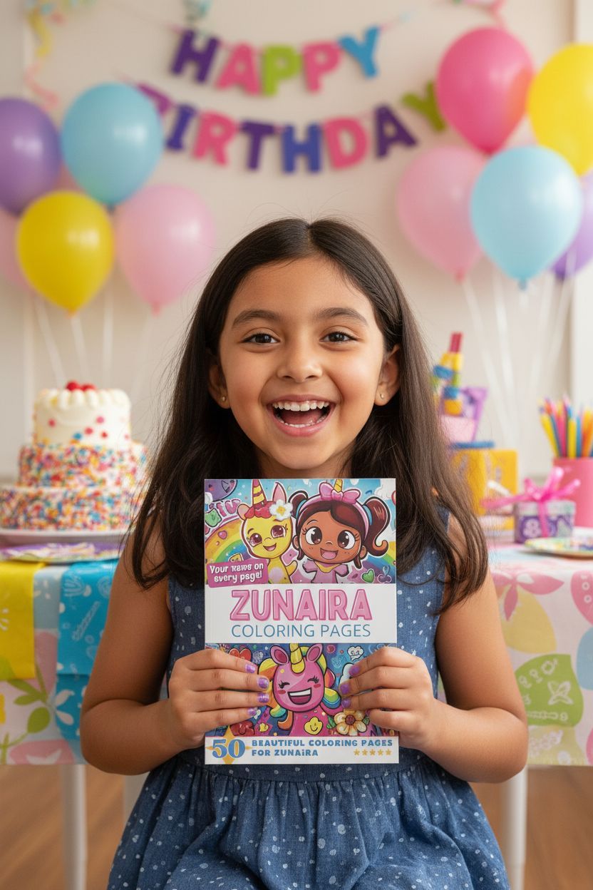Zunaira coloring book in use